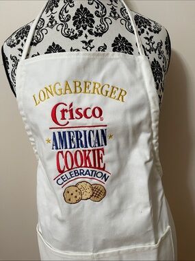 Longaberger White Crisco American Cookie Celebration Embroidered Apron
